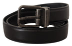 Dolce & Gabbana Black Calf Leather Logo Metal Buckle Belt - Zeiniez