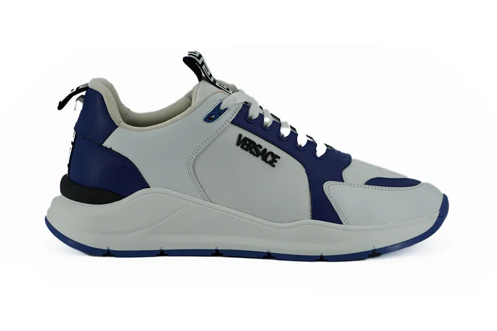 Versace Blue and White Calf Leather Sneakers - Zeiniez