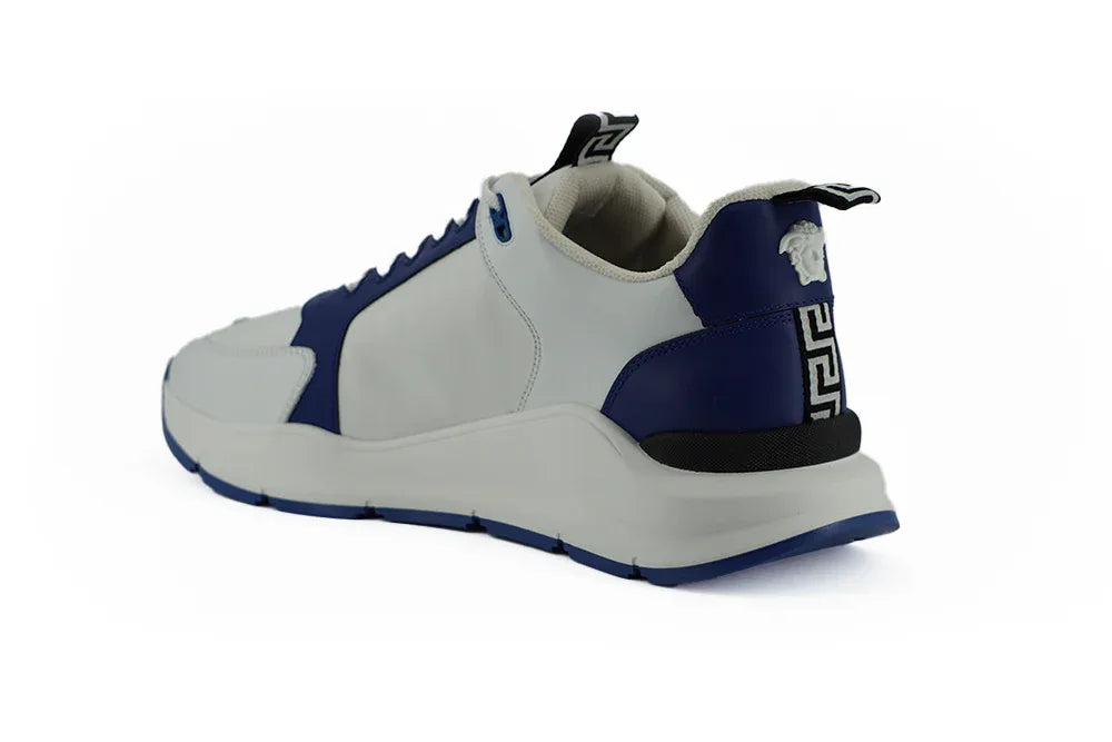 Versace Blue and White Calf Leather Sneakers - Zeiniez
