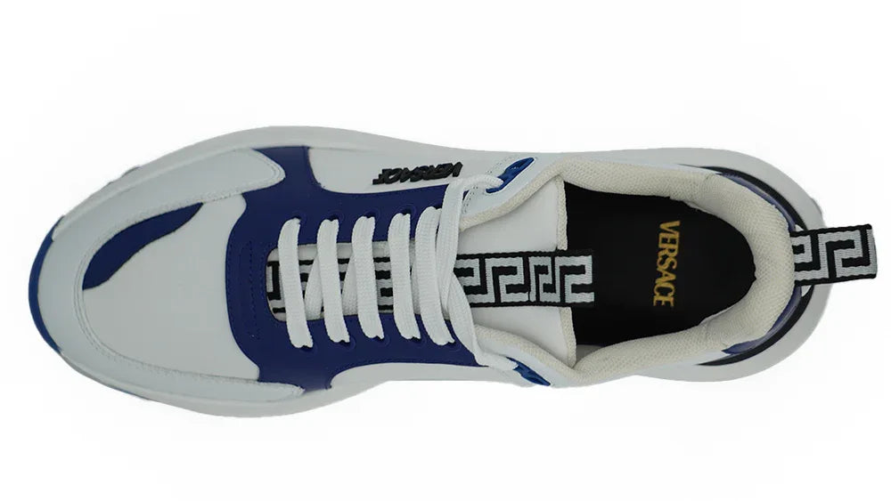 Versace Blue and White Calf Leather Sneakers - Zeiniez