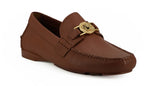 Versace Natural Brown Calf Leather Loafers Shoes - Zeiniez