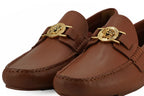 Versace Natural Brown Calf Leather Loafers Shoes - Zeiniez