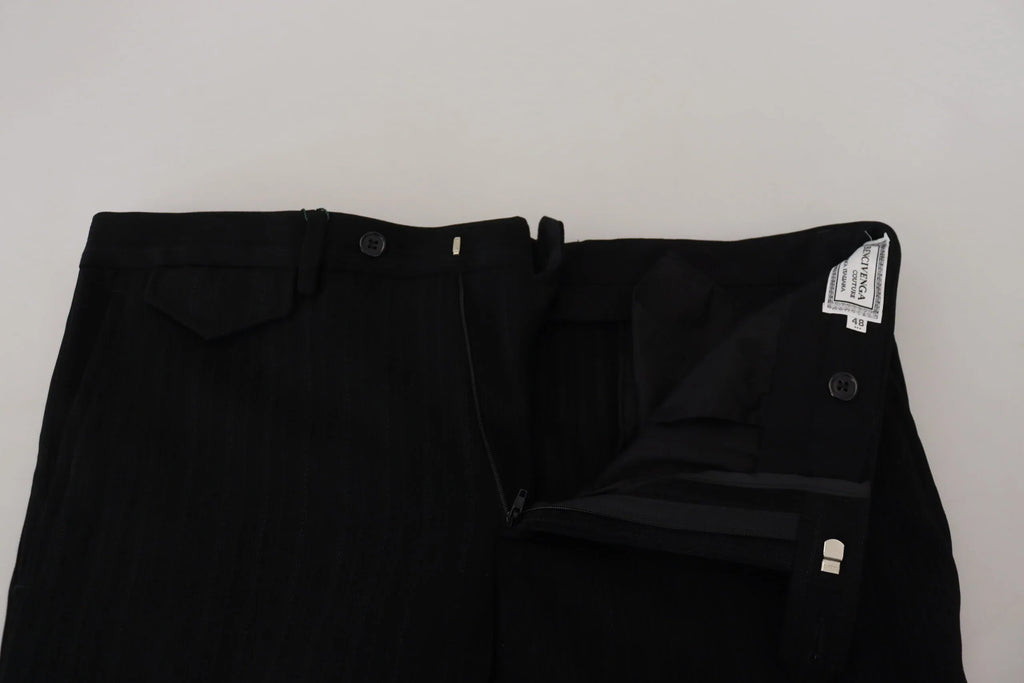 BENCIVENGA Black Cotton Straight Fit Men Formal Pants - Zeiniez