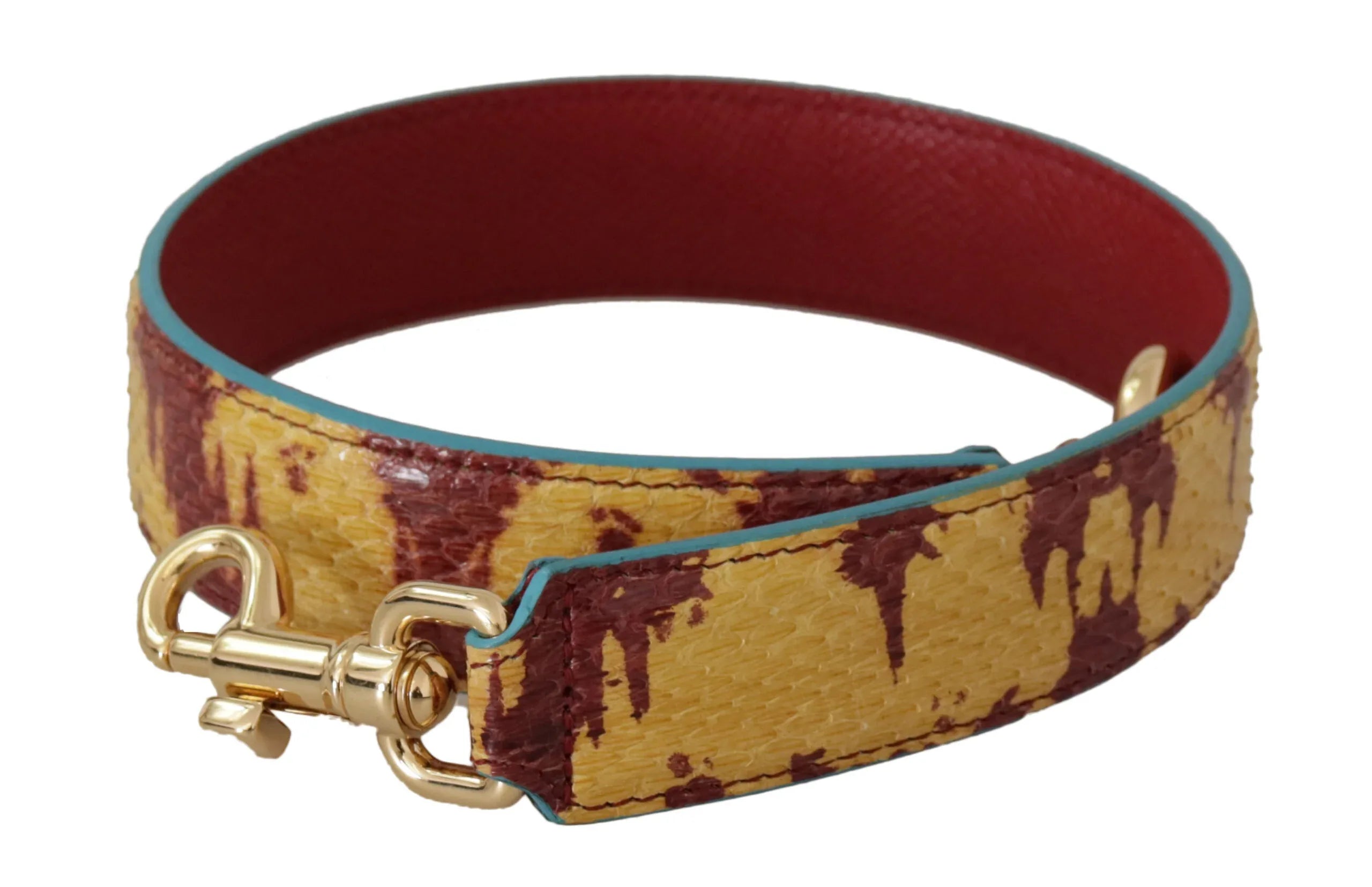 Dolce & Gabbana Yellow Red Leather Gold Tone Shoulder Strap - Zeiniez