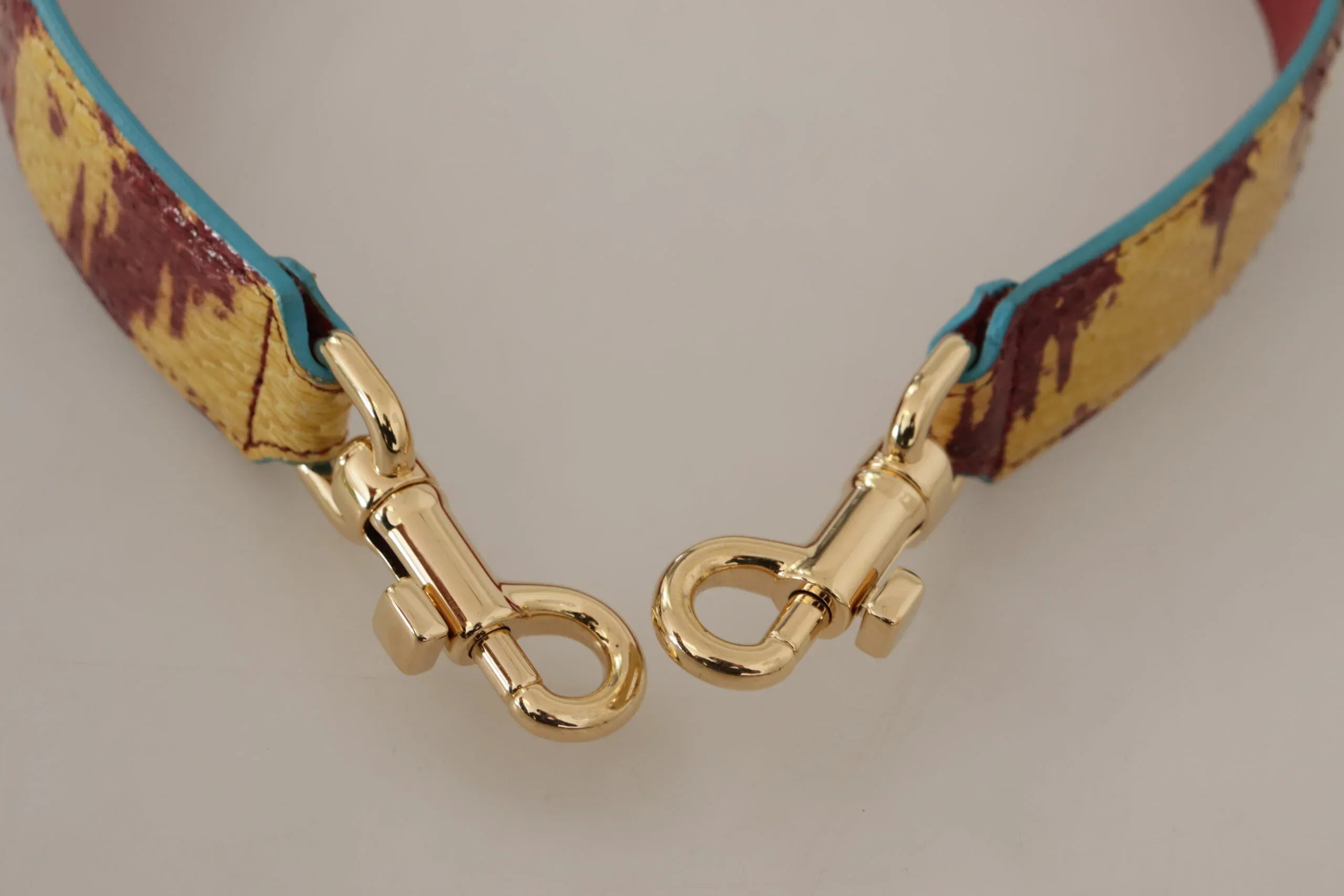 Dolce & Gabbana Yellow Red Leather Gold Tone Shoulder Strap - Zeiniez