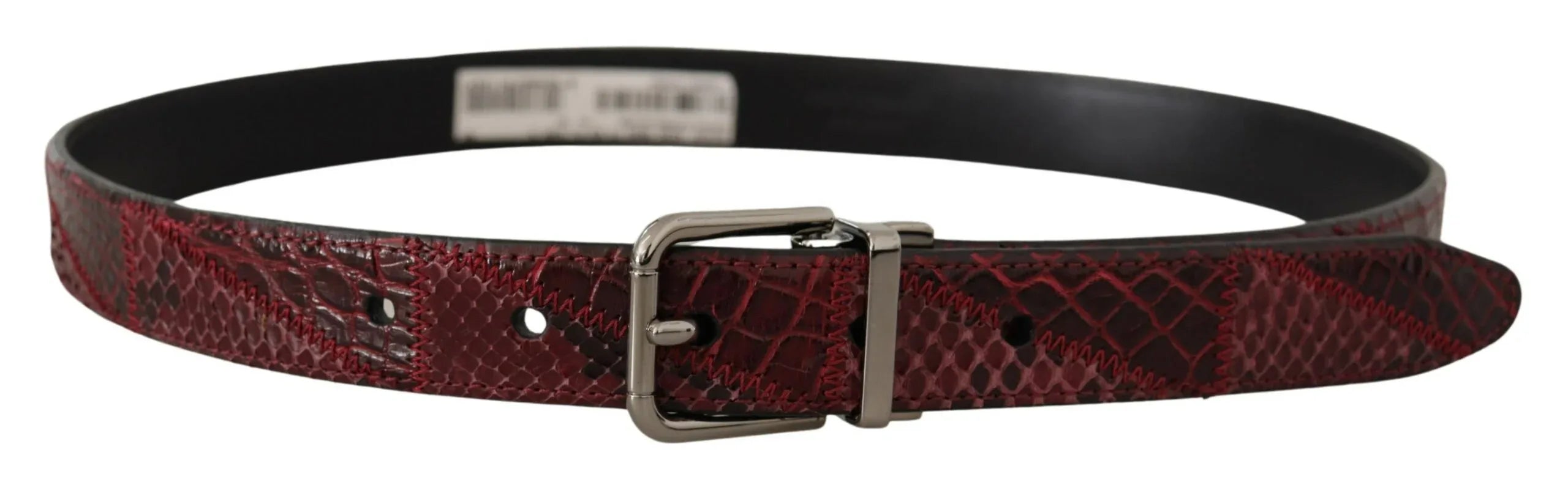 Dolce & Gabbana Red Exotic Leather Metal Logo Buckle Belt - Zeiniez