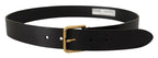 Dolce & Gabbana Black Calf Leather Gold Tone Logo Metal Buckle Belt - Zeiniez