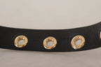 Dolce & Gabbana Black Leather Eyelet Silver Tone Metal Buckle Belt - Zeiniez