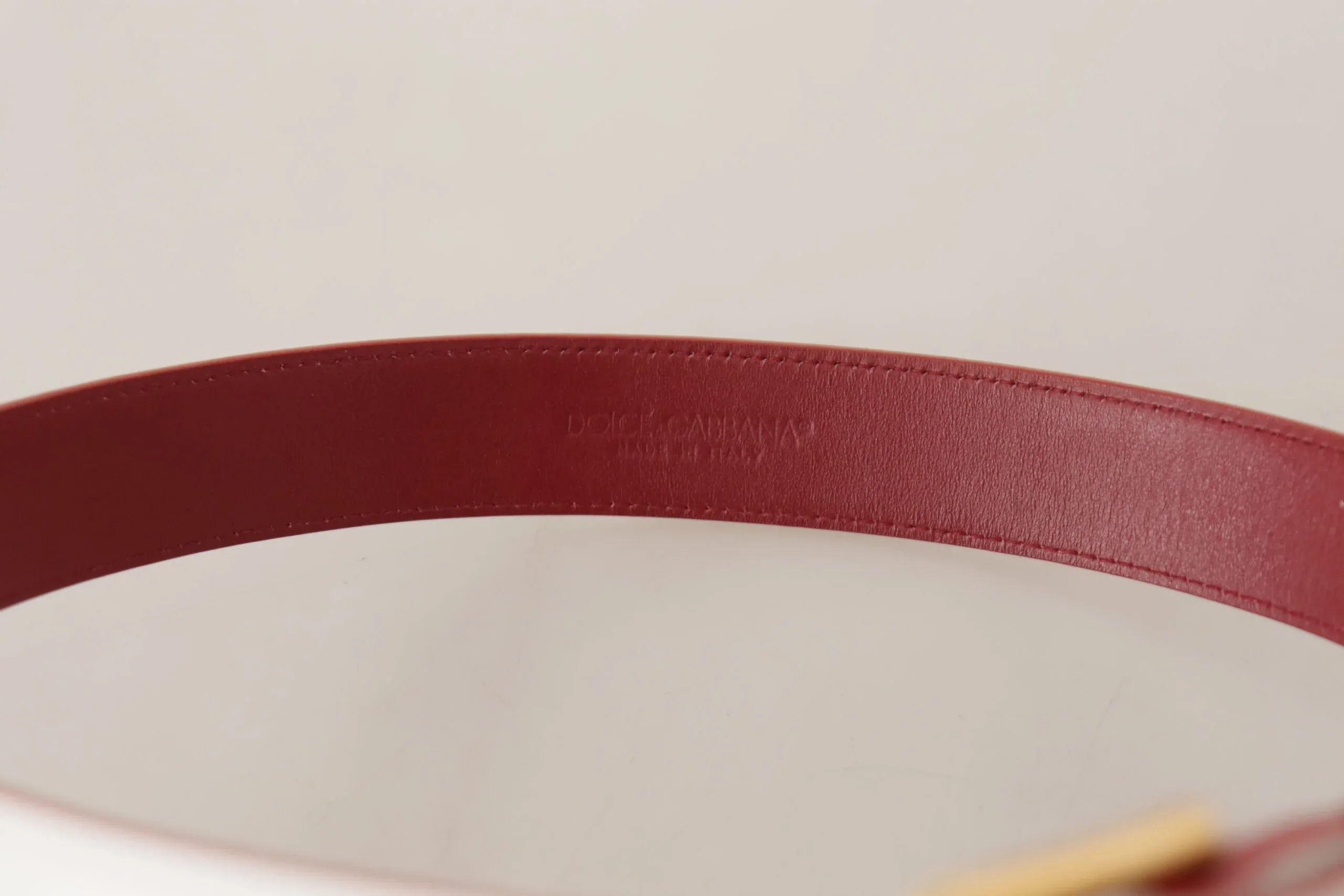 Dolce & Gabbana White Calf Leather Two-Toned Gold Metal Buckle Belt - Zeiniez