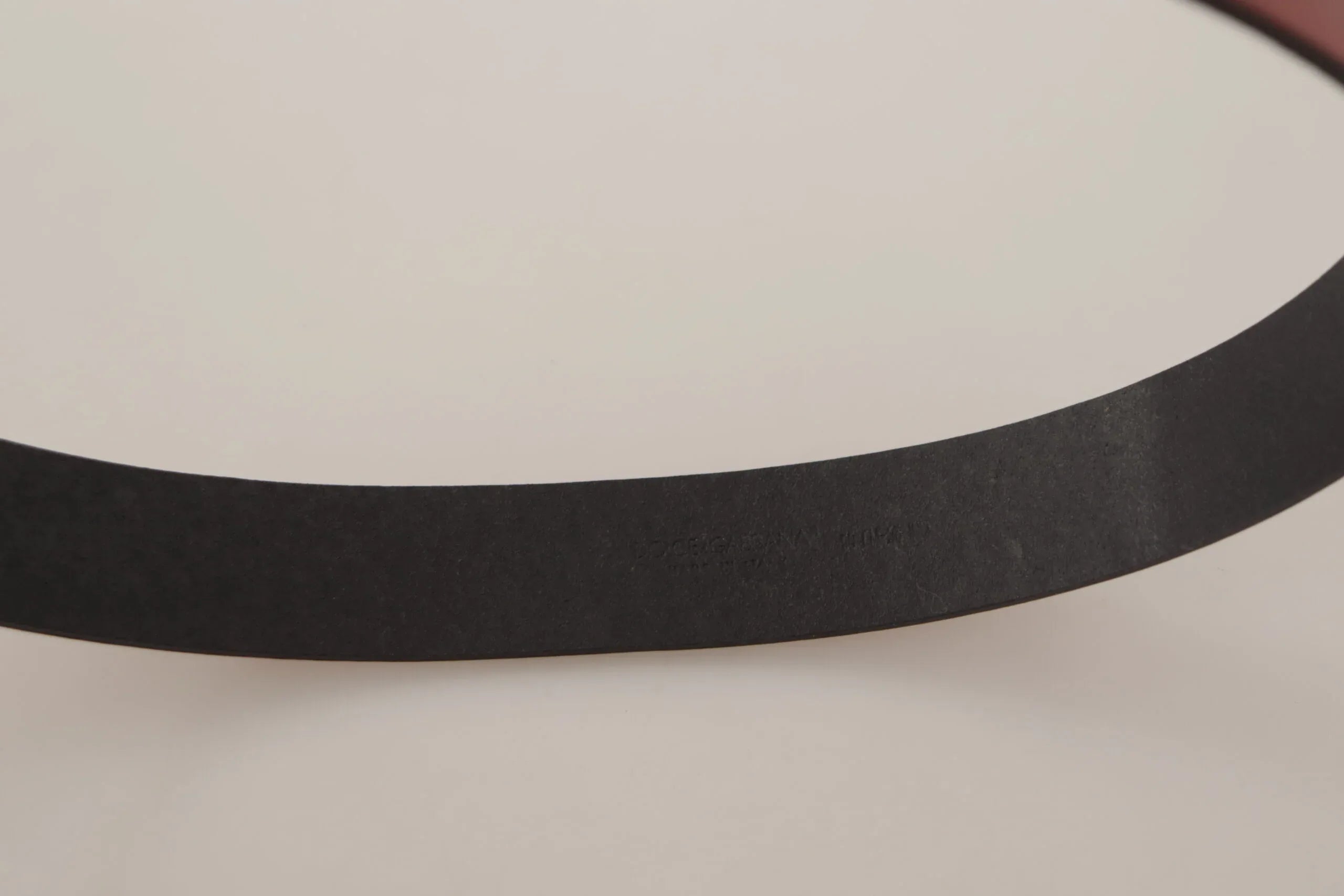 Dolce & Gabbana Red Leather Gold Logo Engraved Metal Buckle Belt - Zeiniez