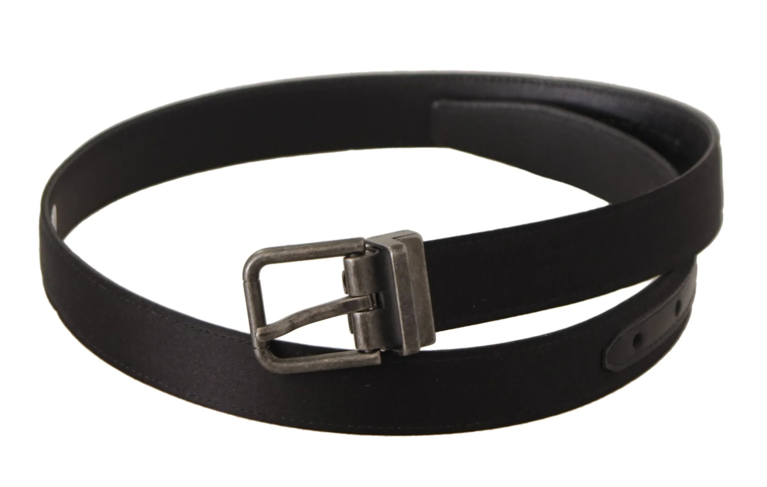 Dolce & Gabbana Black Calfskin Leather Vintage Metal Buckle Belt - Zeiniez