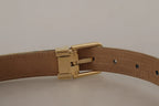 Dolce & Gabbana Blue Leather Jacquard Embossed Gold Metal Buckle Belt - Zeiniez