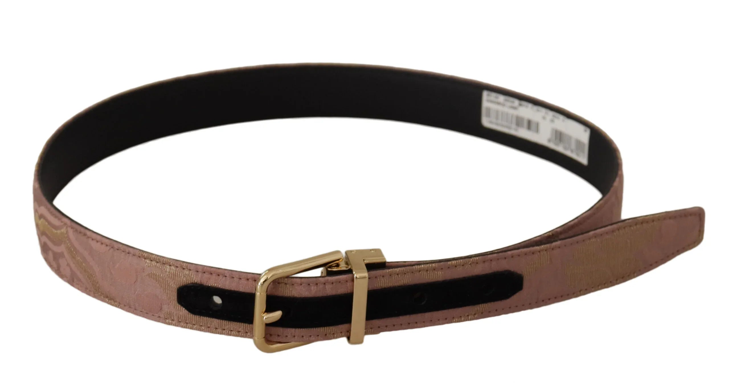 Dolce & Gabbana Rose Gold Leather Logo Engraved Metal Buckle Belt - Zeiniez