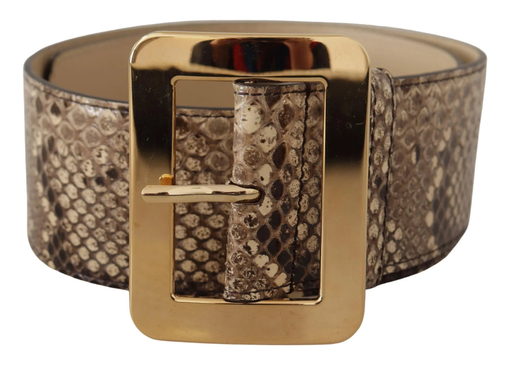 Dolce & Gabbana Brown Exotic Wide Waist Leather Gold Metal Buckle Belt - Zeiniez