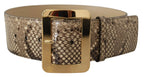 Dolce & Gabbana Brown Exotic Wide Waist Leather Gold Metal Buckle Belt - Zeiniez