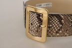 Dolce & Gabbana Brown Exotic Wide Waist Leather Gold Metal Buckle Belt - Zeiniez