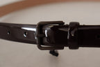 Dolce & Gabbana Black Patent Leather Logo Metal Waist Buckle Belt - Zeiniez