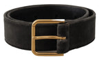 Dolce & Gabbana Brown Velvet Gold Tone Logo Metal Waist Buckle Belt - Zeiniez