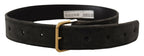 Dolce & Gabbana Brown Velvet Gold Tone Logo Metal Waist Buckle Belt - Zeiniez