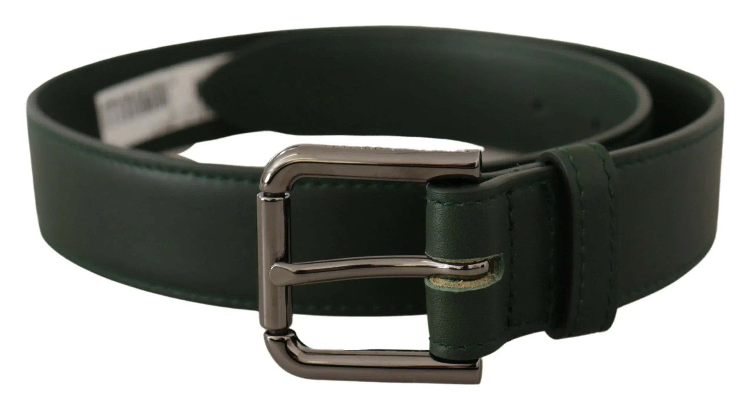 Dolce & Gabbana Army Green Leather Logo Metal Waist Buckle Belt - Zeiniez