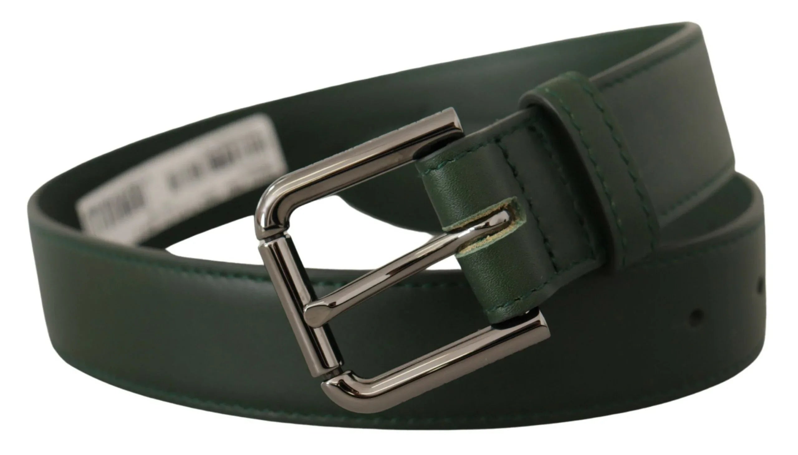 Dolce & Gabbana Army Green Leather Logo Metal Waist Buckle Belt - Zeiniez