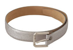 Dolce & Gabbana Metallic Silver Leather Metal Waist Buckle Belt - Zeiniez