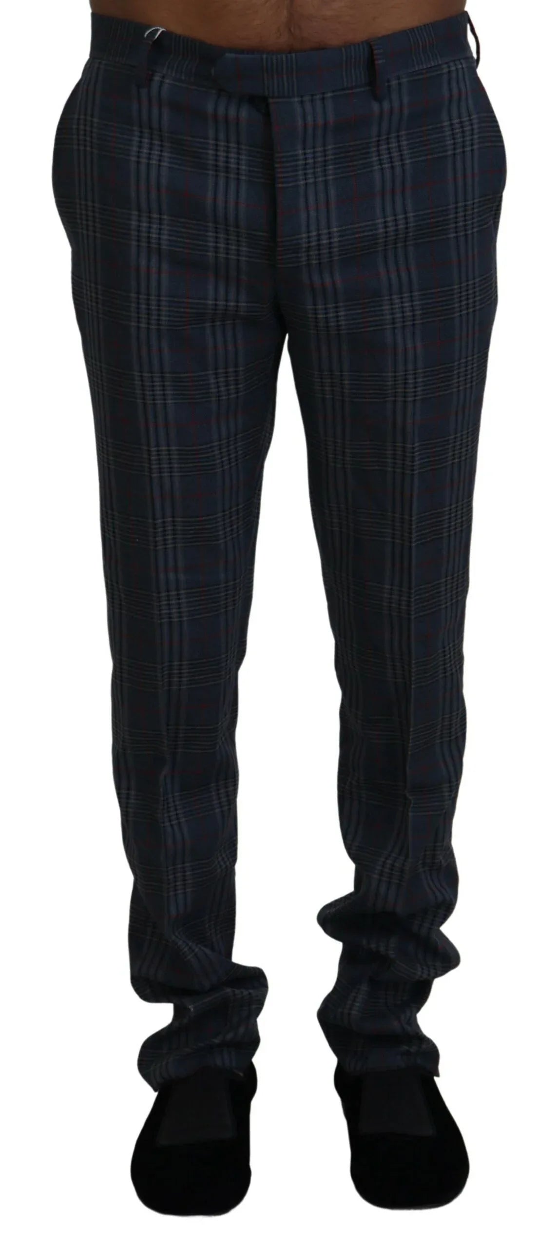 BENCIVENGA Gray Pure Wool Men Checkered Pants - Zeiniez