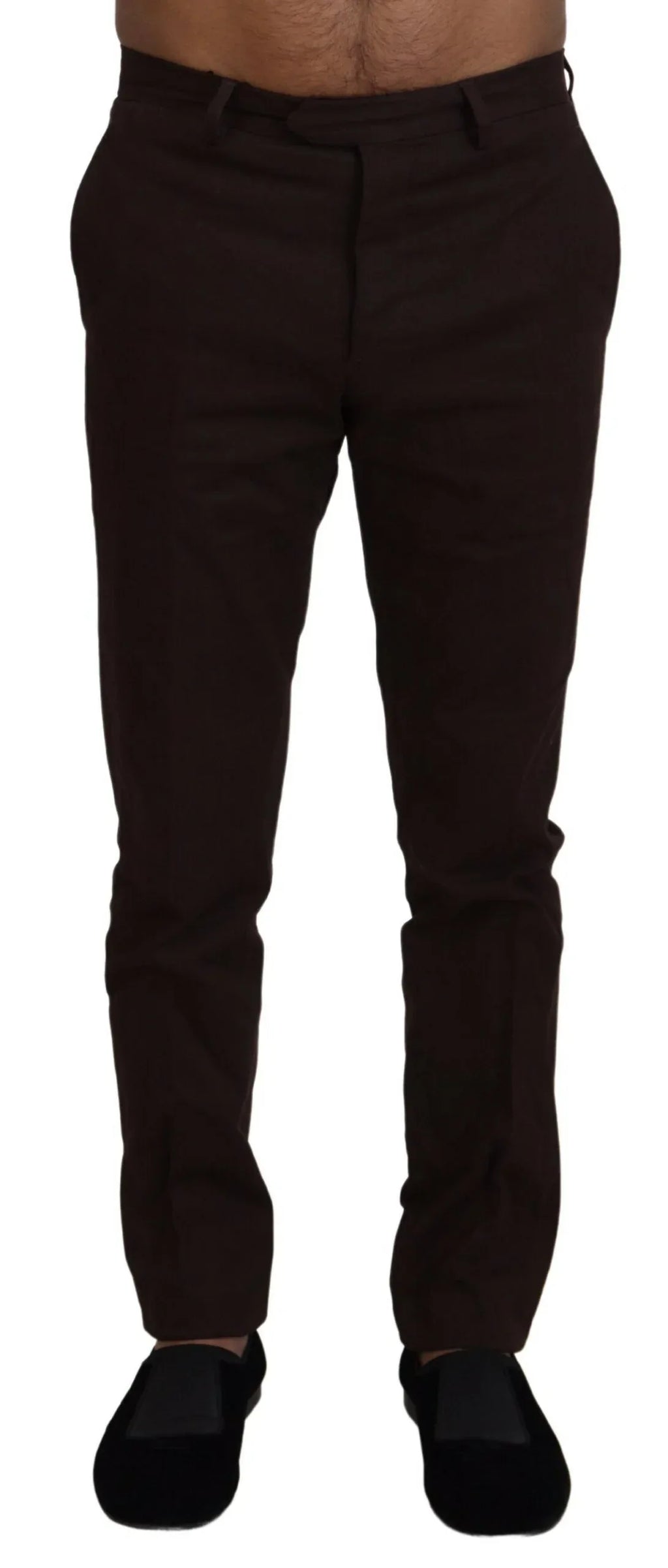 BENCIVENGA Brown Cotton Tapered Formal Men Pants - Zeiniez