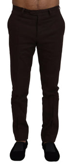 BENCIVENGA Brown Cotton Tapered Formal Men Pants - Zeiniez