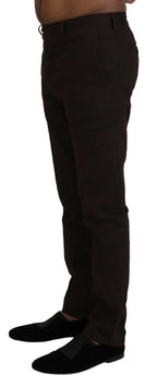 BENCIVENGA Brown Cotton Tapered Formal Men Pants - Zeiniez