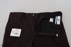 BENCIVENGA Brown Cotton Tapered Formal Men Pants - Zeiniez