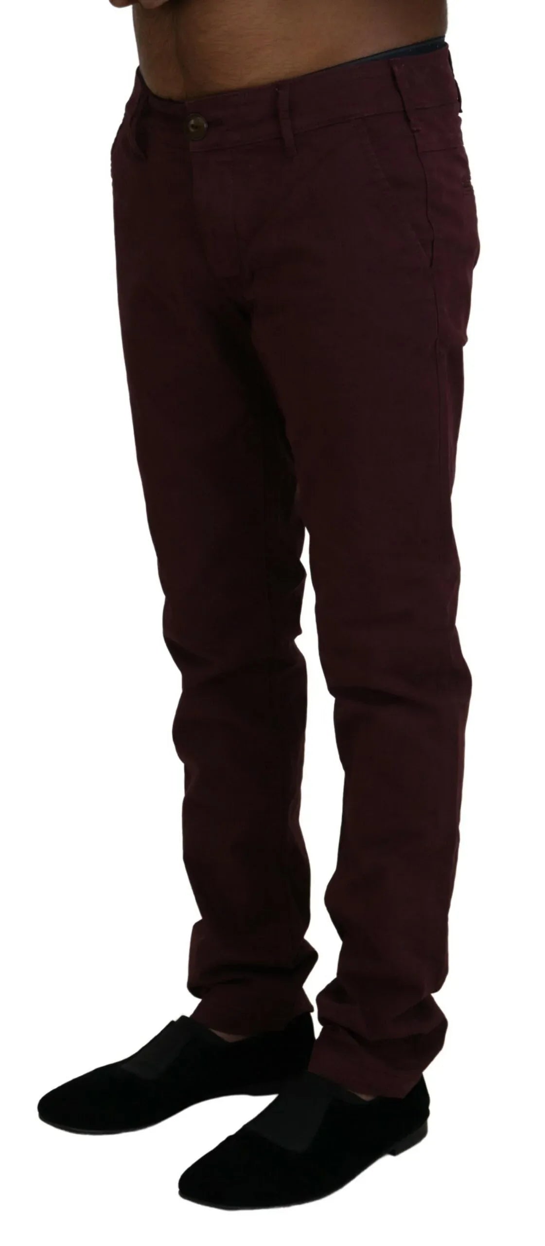 CYCLE Maroon Cotton Stretch Skinny Casual Men Pants - Zeiniez