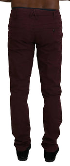 CYCLE Maroon Cotton Stretch Skinny Casual Men Pants - Zeiniez