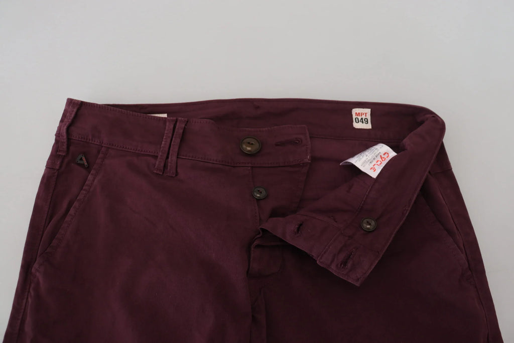CYCLE Maroon Cotton Stretch Skinny Casual Men Pants - Zeiniez