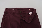 CYCLE Maroon Cotton Stretch Skinny Casual Men Pants - Zeiniez