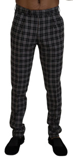 BENCIVENGA Gray Checkered Slim Fit Men Pants - Zeiniez