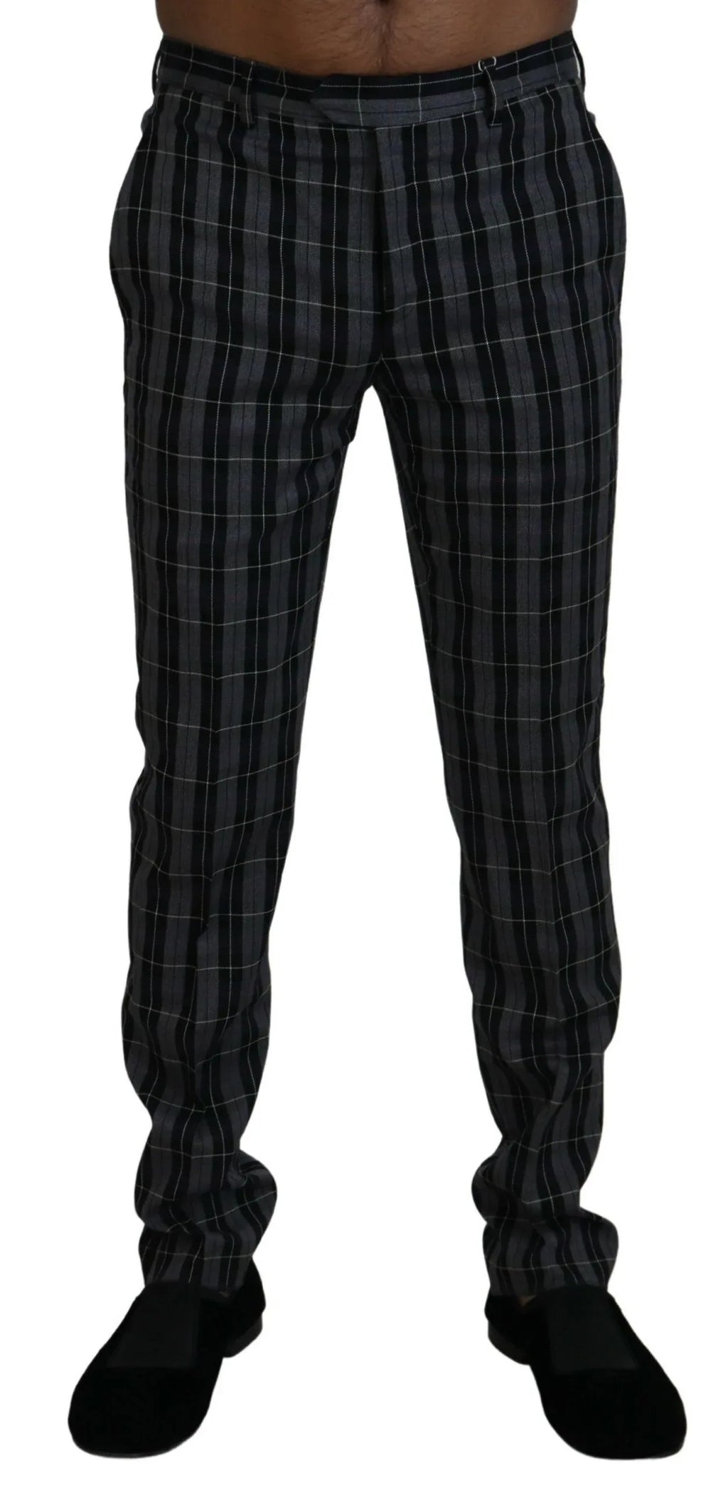 BENCIVENGA Gray Checkered Slim Fit Men Pants - Zeiniez