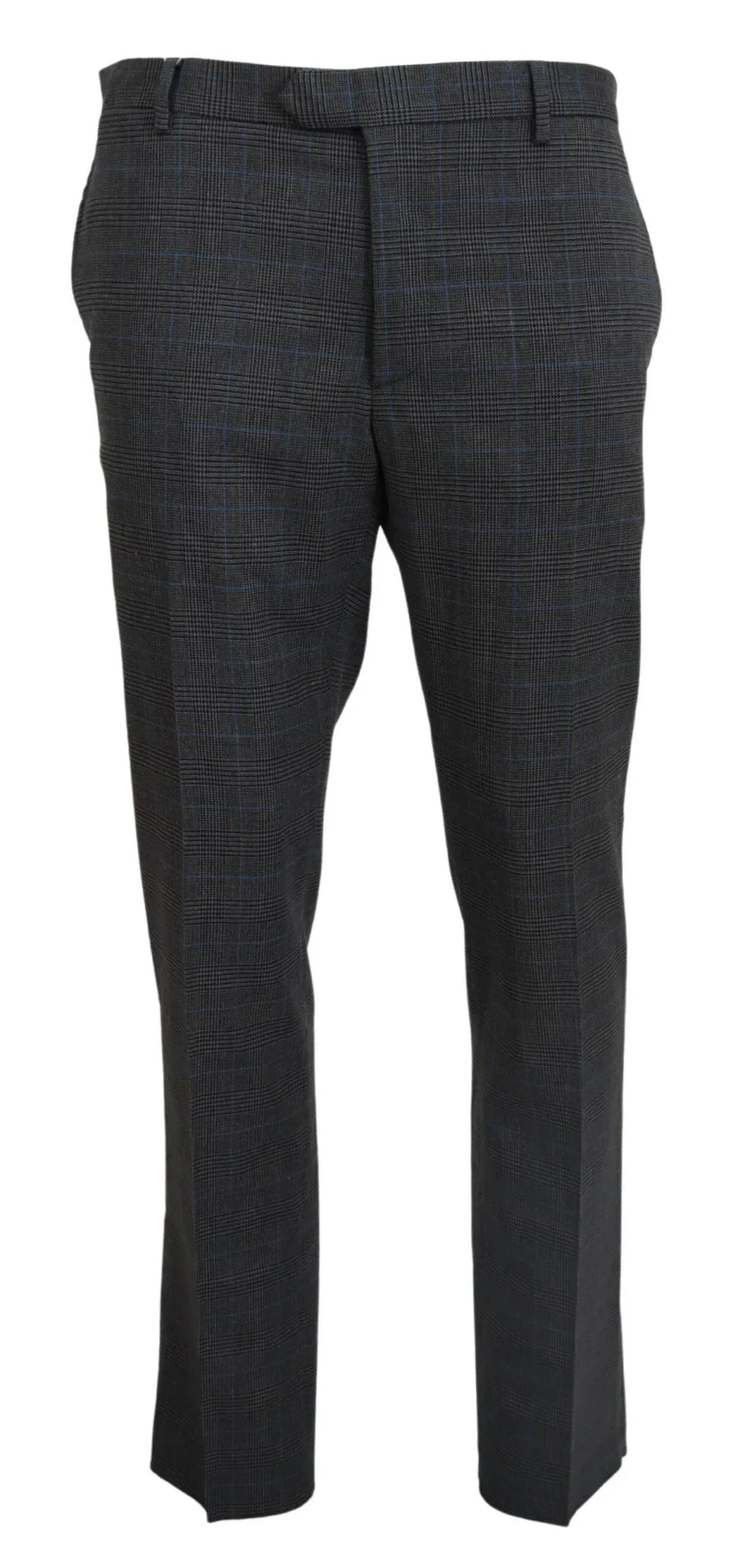 BENCIVENGA Gray Checkered Wool Dress Formal Pants - Zeiniez