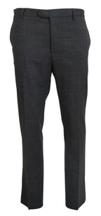 BENCIVENGA Gray Checkered Wool Dress Formal Pants - Zeiniez