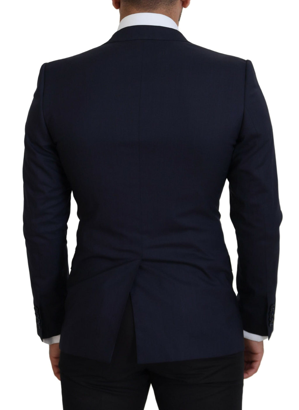 Dolce & Gabbana Blue Wool Slim Fit Formal Coat Blazer - Zeiniez