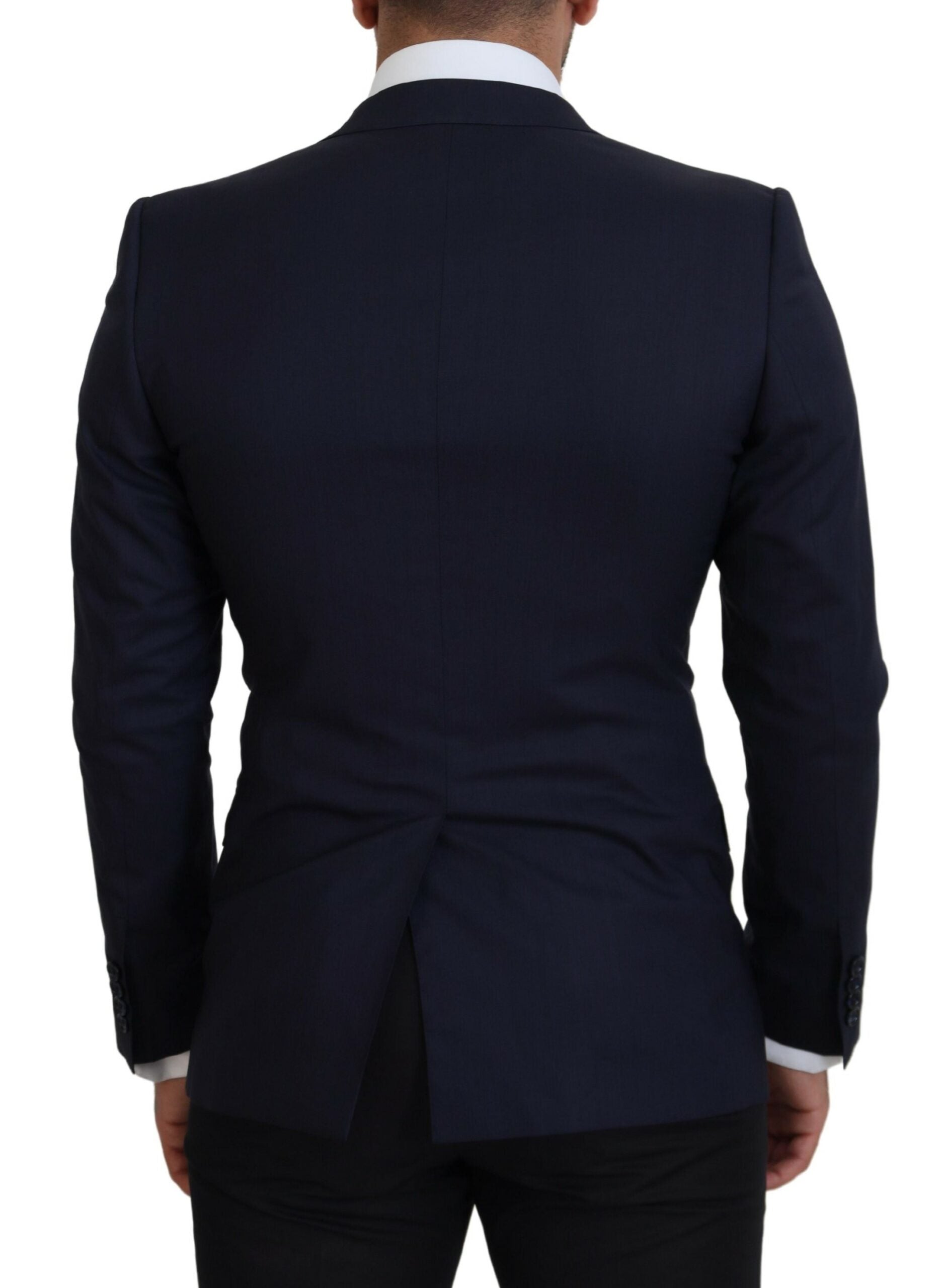 Dolce & Gabbana Blue Wool Slim Fit Formal Coat Blazer - Zeiniez