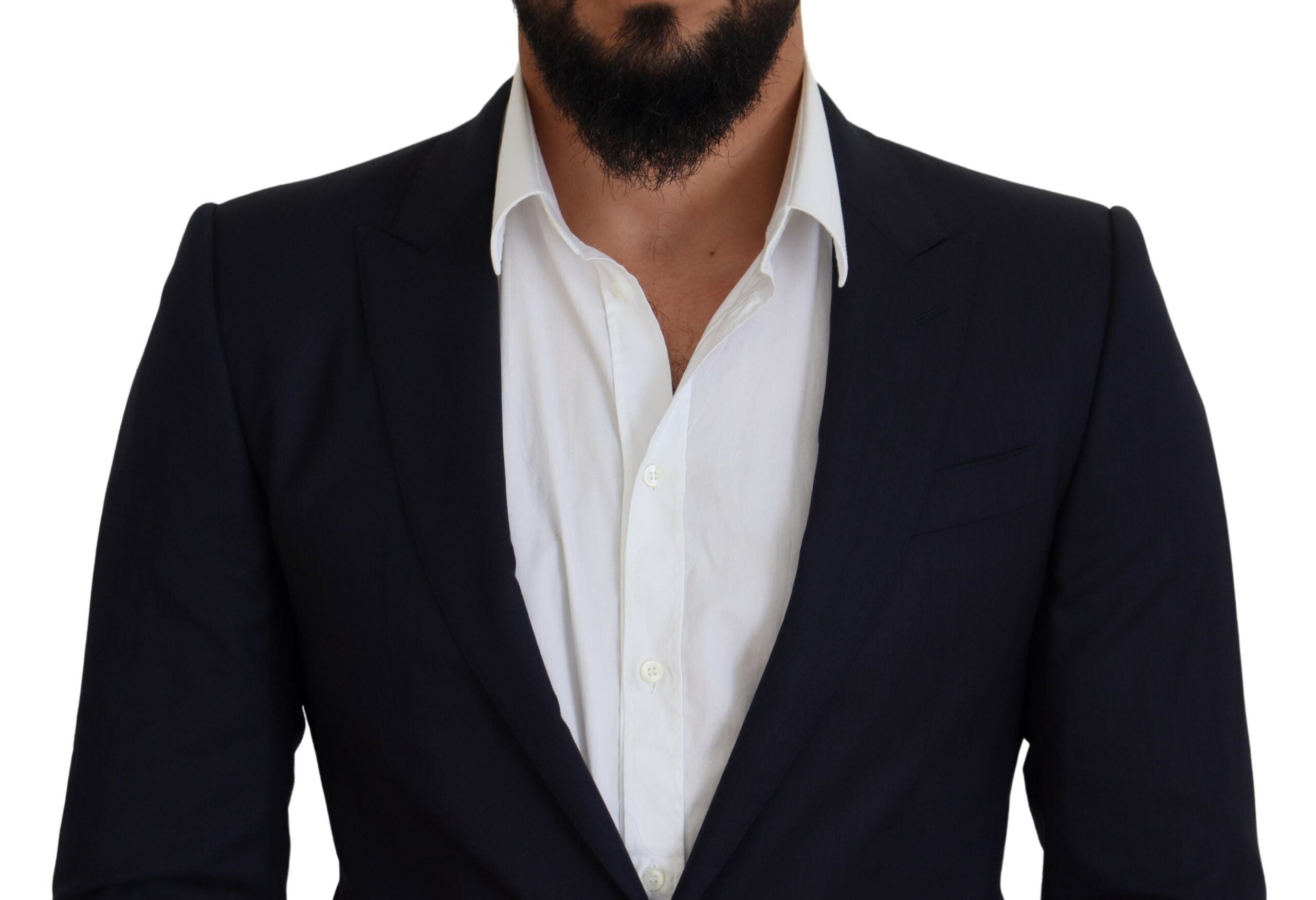 Dolce & Gabbana Blue Wool Slim Fit Formal Coat Blazer - Zeiniez