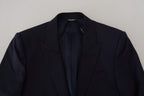 Dolce & Gabbana Blue Wool Slim Fit Formal Coat Blazer - Zeiniez