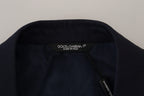 Dolce & Gabbana Blue Wool Slim Fit Formal Coat Blazer - Zeiniez