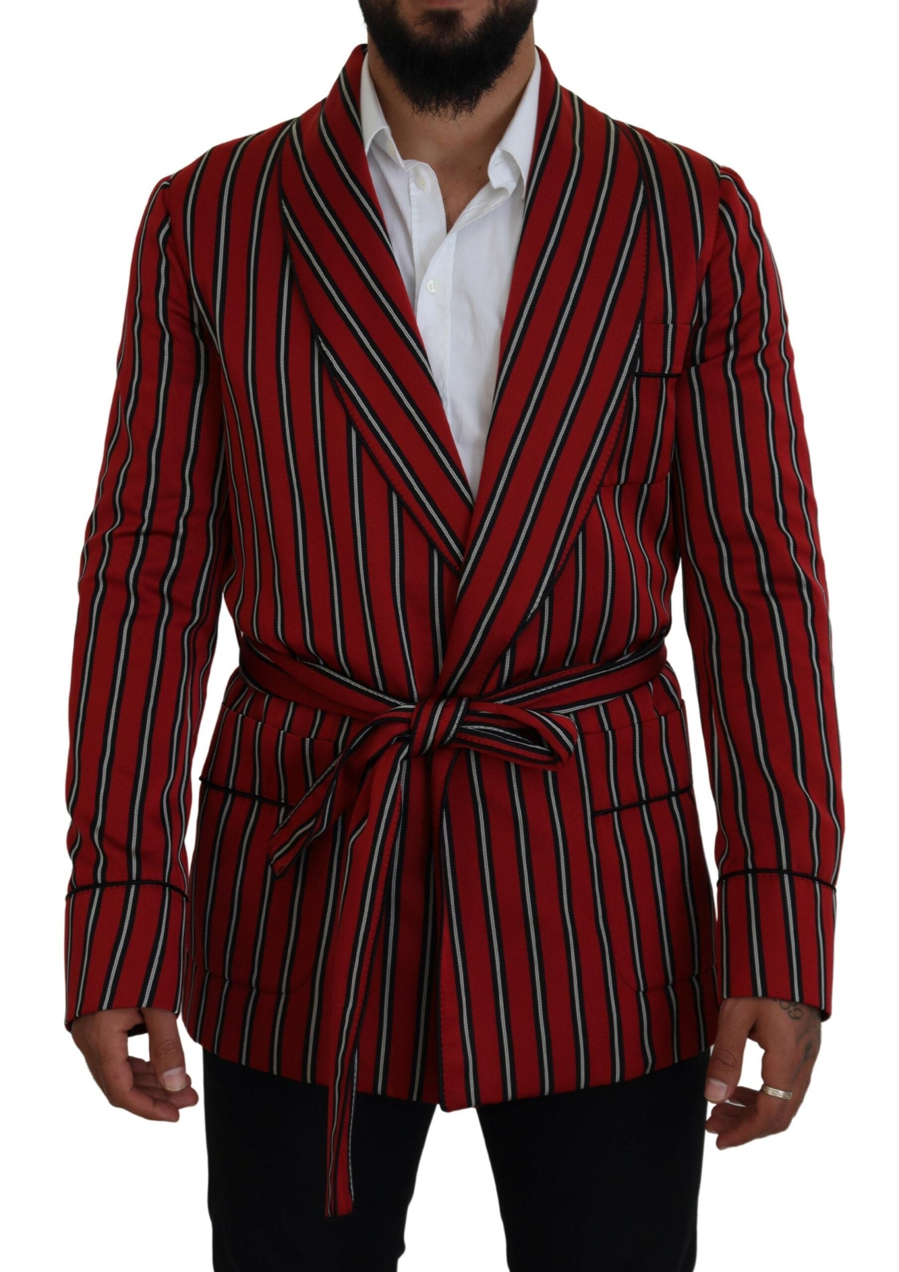 Dolce & Gabbana Red Striped Martini Printed Lining Robe - Zeiniez