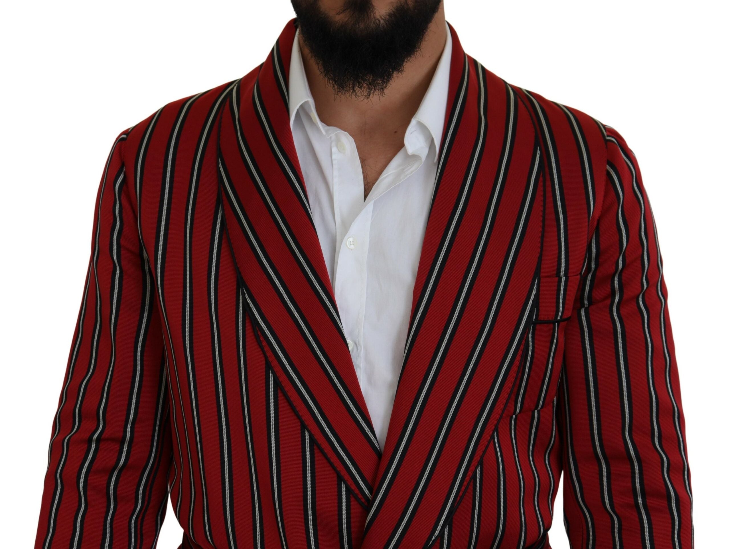 Dolce & Gabbana Red Striped Martini Printed Lining Robe - Zeiniez