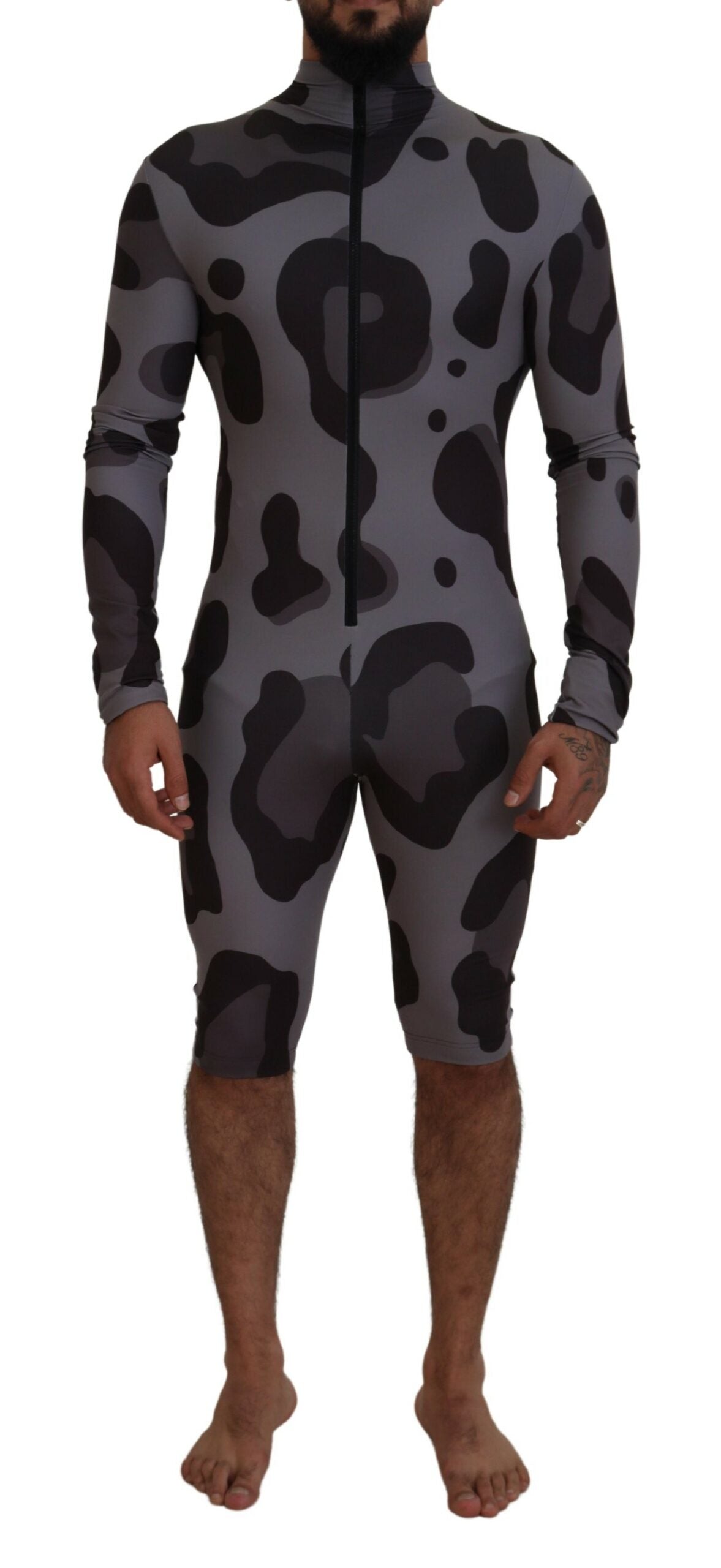 Dolce & Gabbana Gray Patterned Polyester Wetsuit Swimwear - Zeiniez