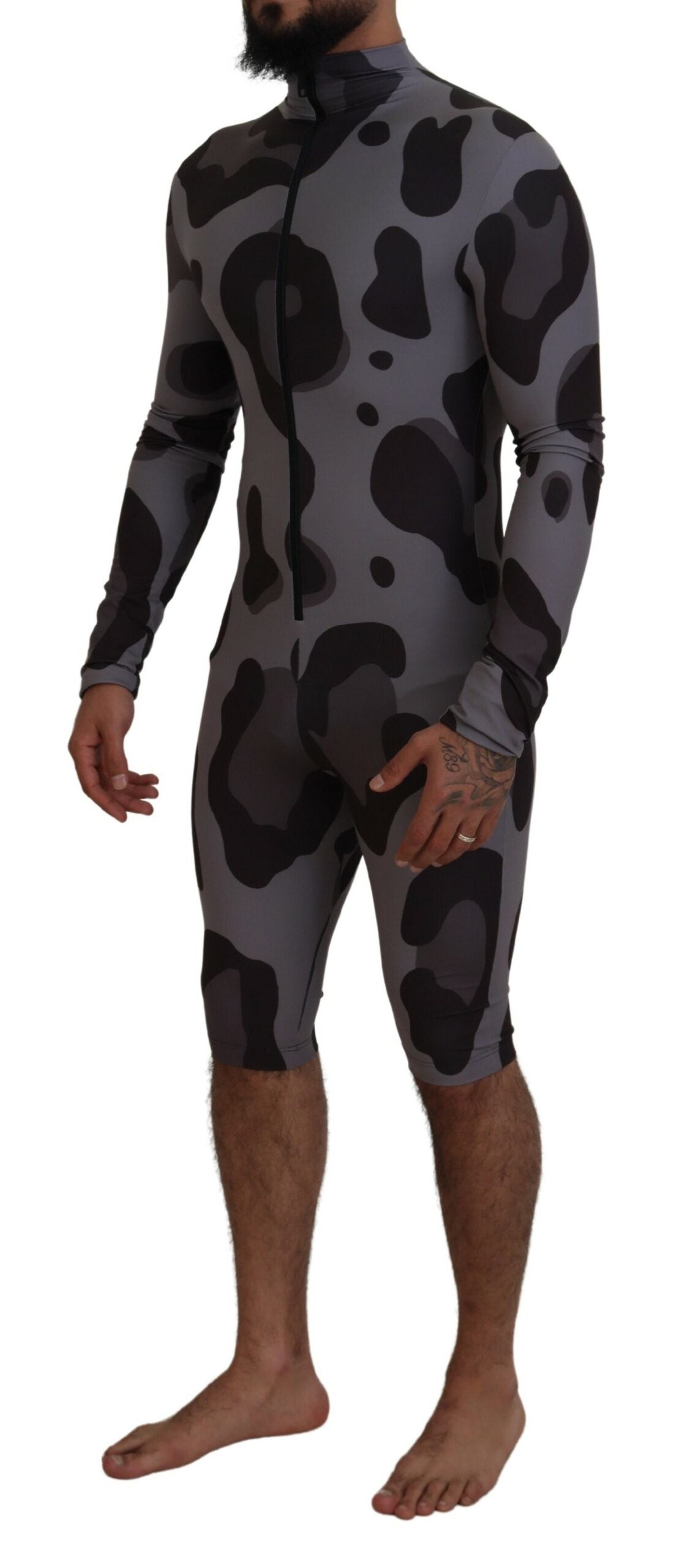 Dolce & Gabbana Gray Patterned Polyester Wetsuit Swimwear - Zeiniez