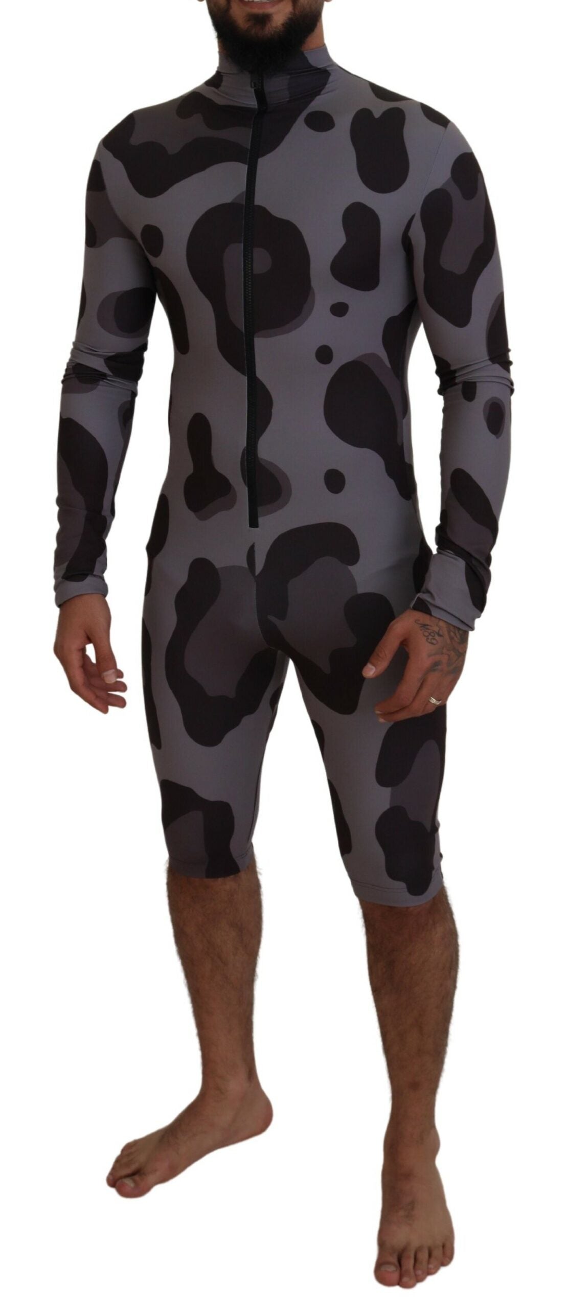 Dolce & Gabbana Gray Patterned Polyester Wetsuit Swimwear - Zeiniez