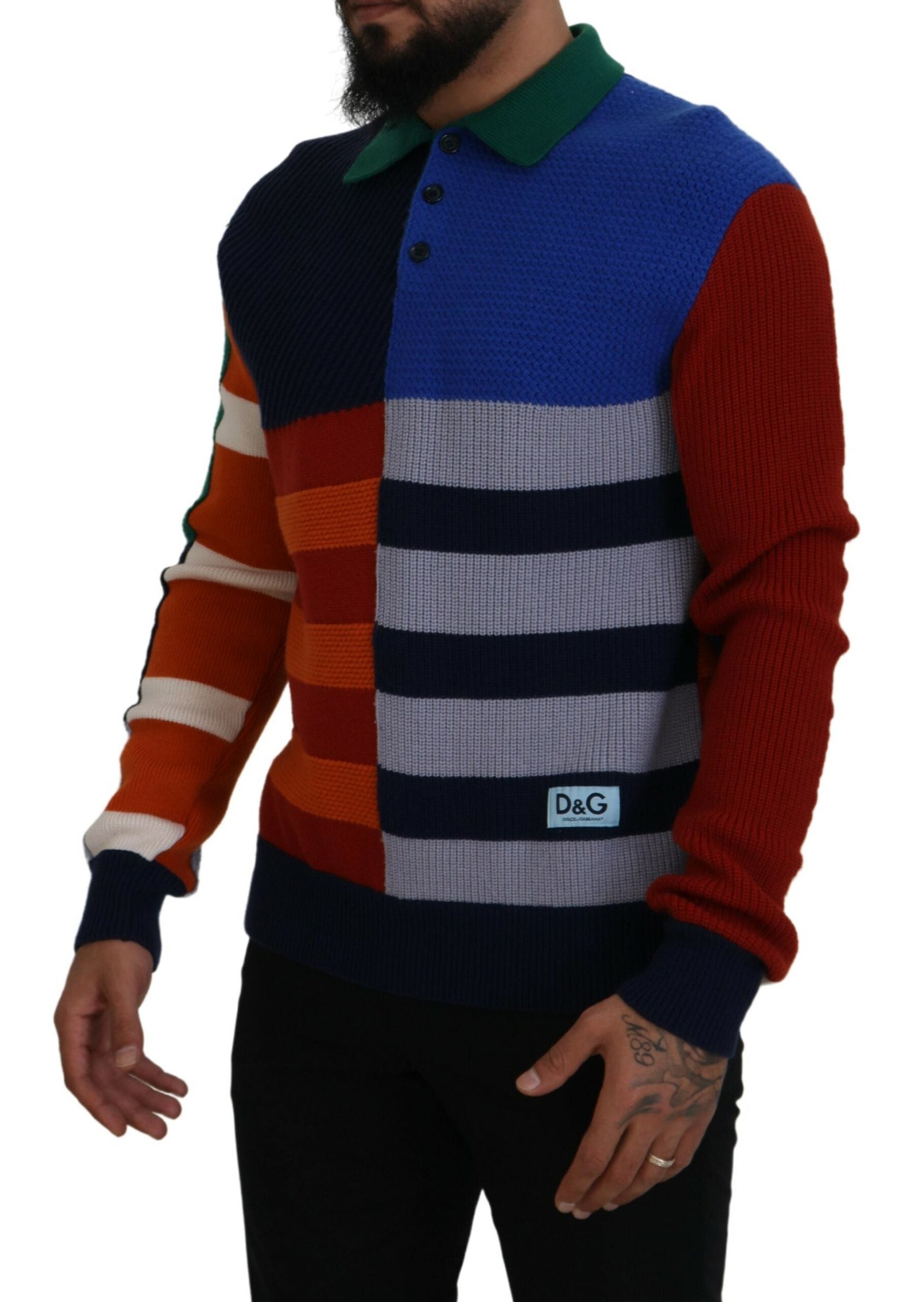 Dolce & Gabbana Multicolor Stripes Wool Pullover Sweater - Zeiniez